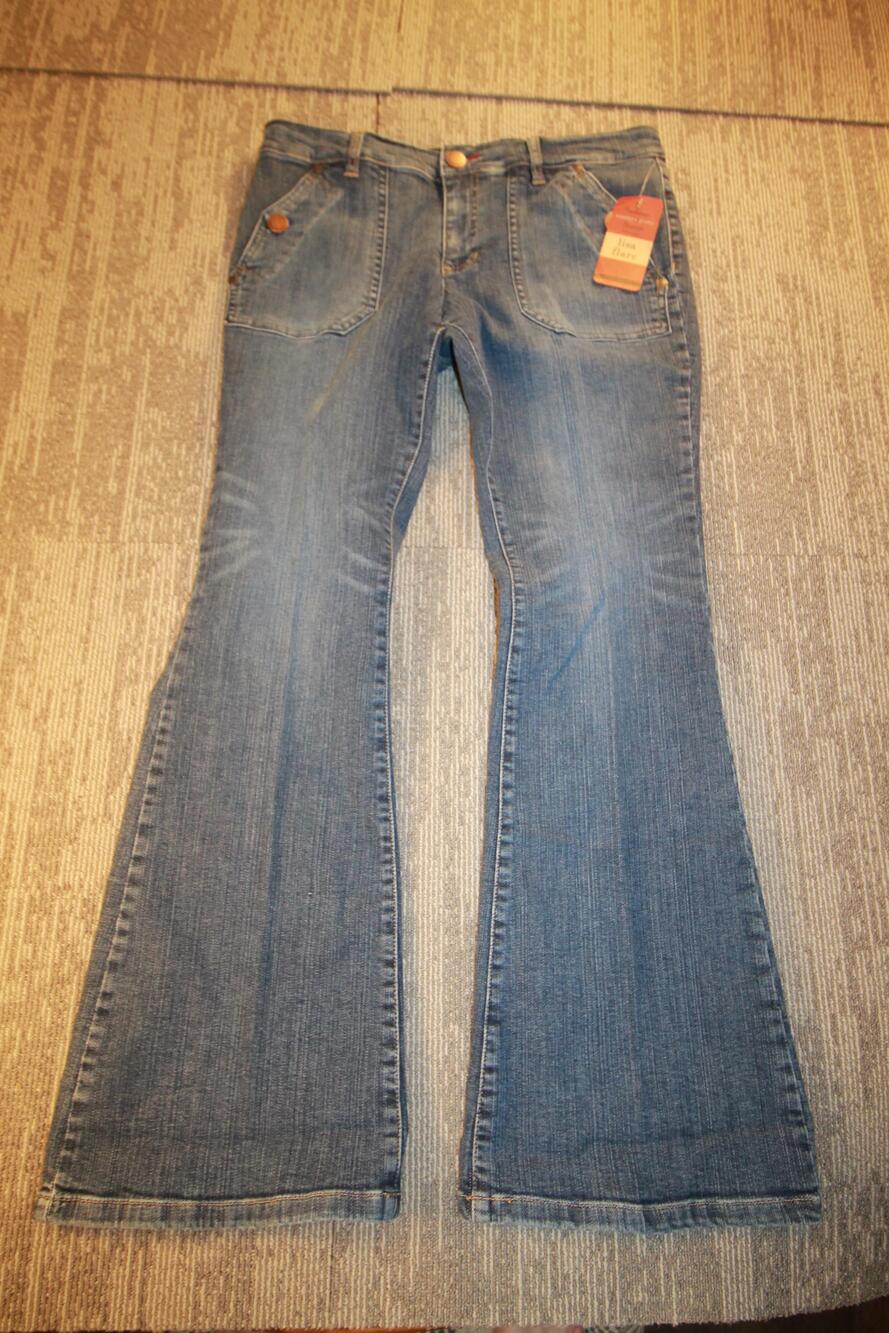 Tommy Jeans Jeans Juniors 13 Blue Medium Wash Low Rise Flare Leg Denim Pockets